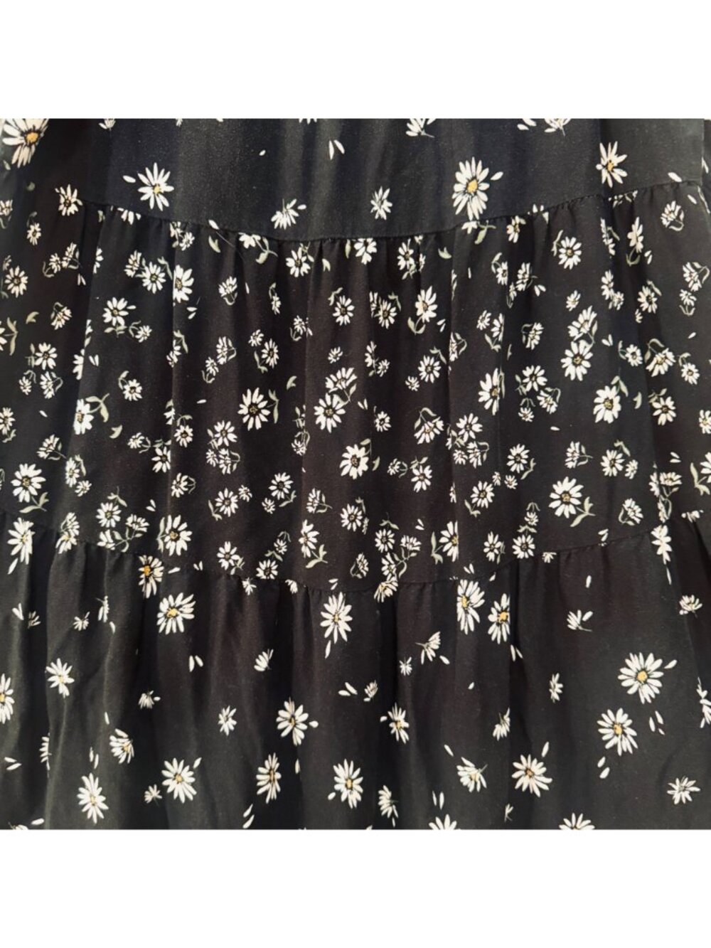 Maurices Size M Peasant Puffy Sleeved Mini Sundress Black Floral Tiered Ruffle - Picture 5 of 11